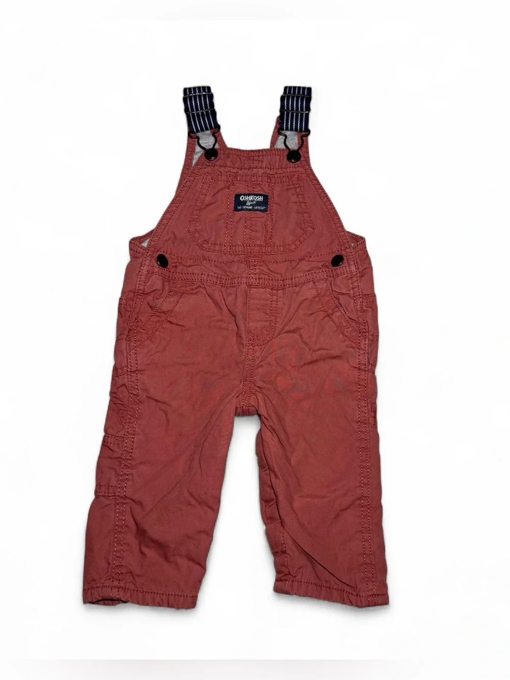 OshKosh B'gosh orange red overalls snap pants size 9 months🔹